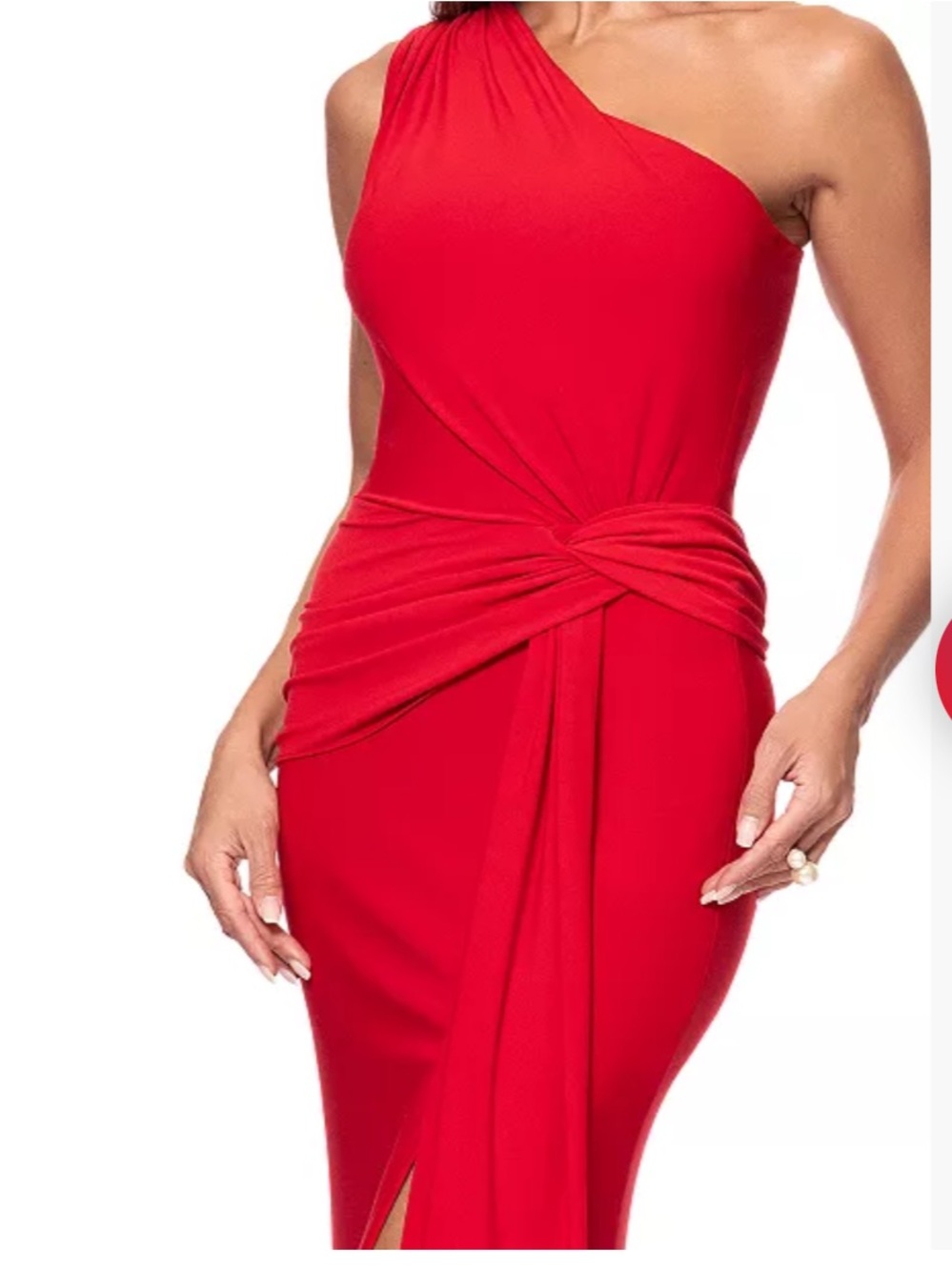 Xscape Twist Front One Shoulder Gown Red Size 14 NWT Formal Evening Dress - Picture 3 of 11